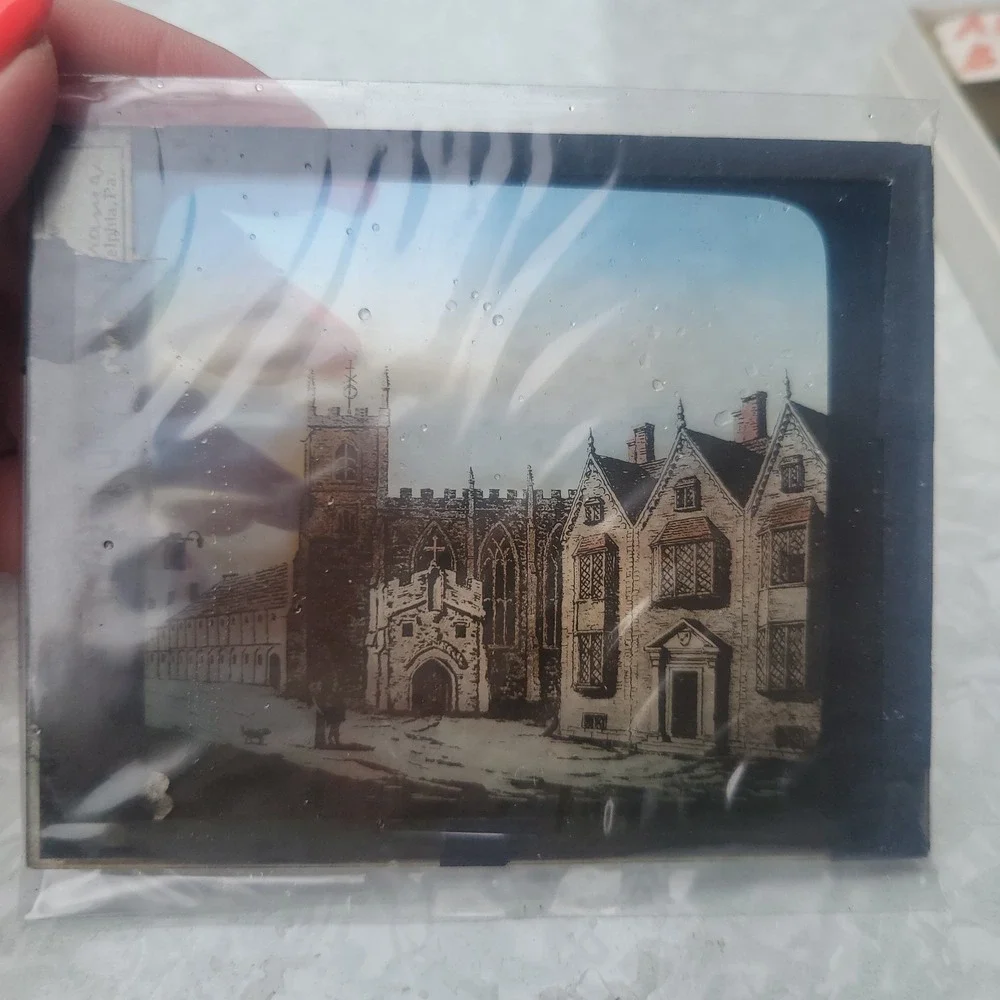 Lot of Six Antique Lantern Glass Slides Philadelphia NYC Scopticon Crystal